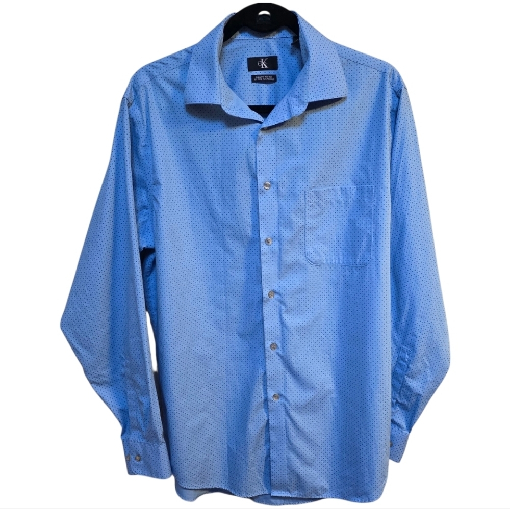Calvin Klein Regular Fit Non Iron  Blue Dress Shirt